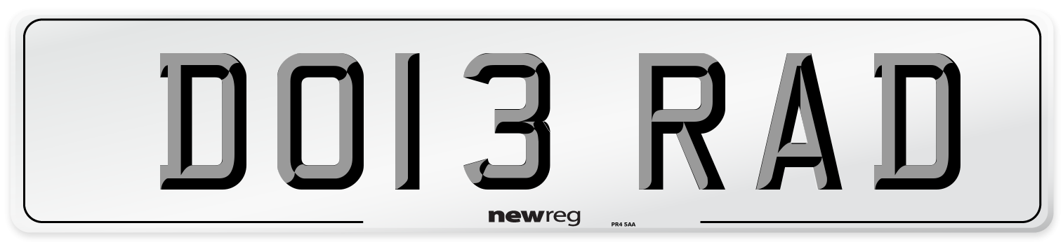 DO13 RAD Number Plate from New Reg